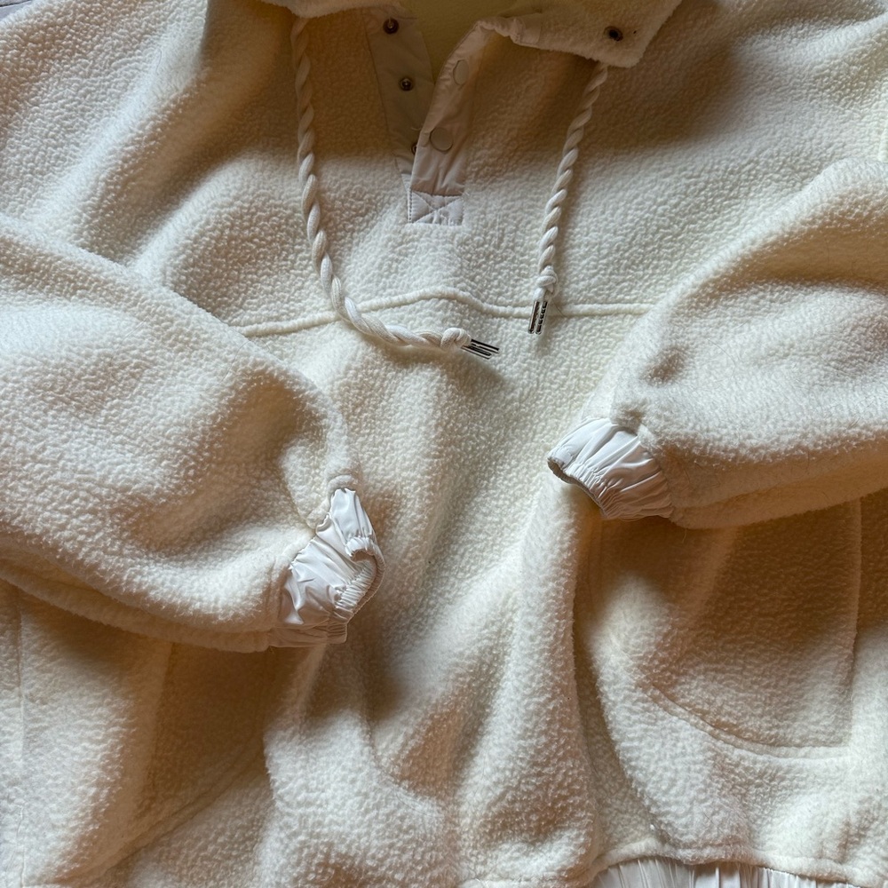 White and Cream Teddy Hooded Sweatshirt